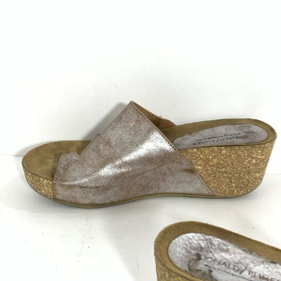 Donald J Pliner Metallic Leather Ginie Platform Slides Sandals Size 9.5 B Women - Picture 3 of 14